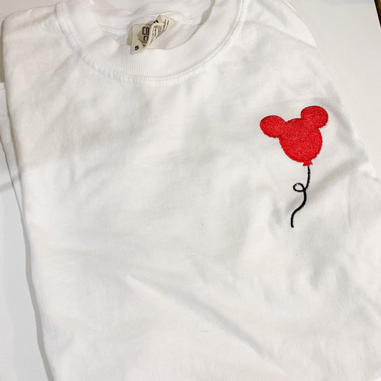 SMALL- Mouse Balloon (Red) Crewneck Tee